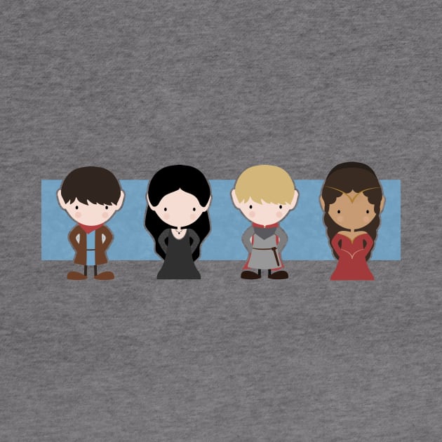 Merlin, Morgana, Arthur, Guinevere, Chibi Merlin by carolam